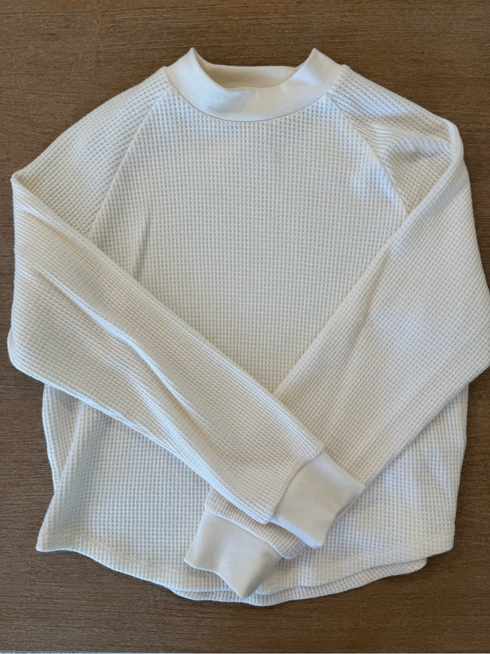 Madewell women’s White Waffle Knit Long Sleeve Top